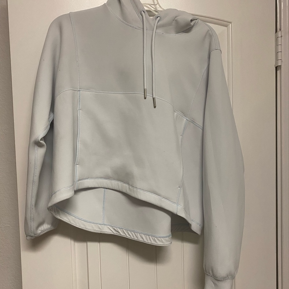 Lululemon light blue neoprene cropped hoodie jacket